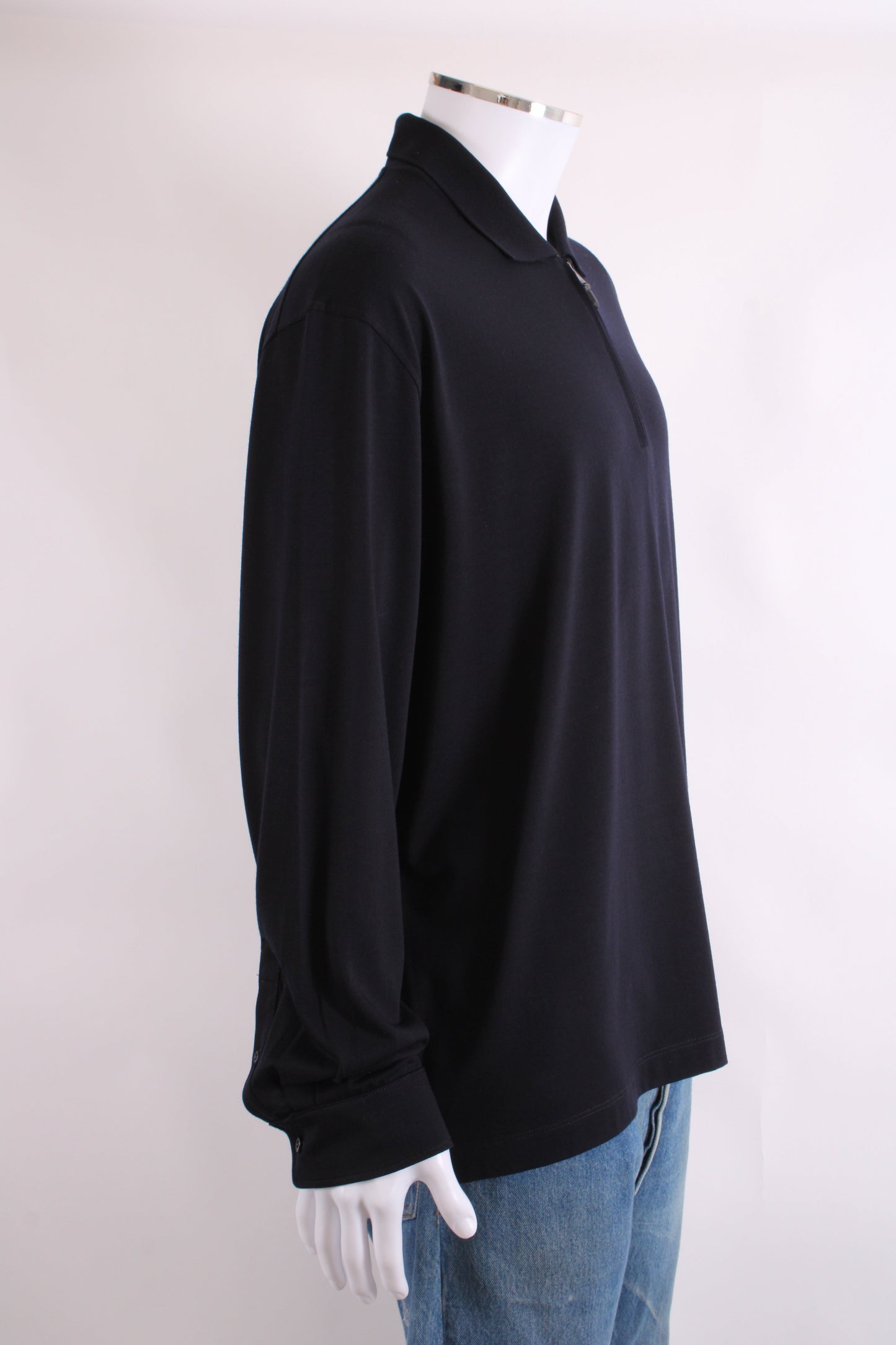 Canali L/S 3/4 Zip Polo Top Navy 3XL | XXXL, Navy