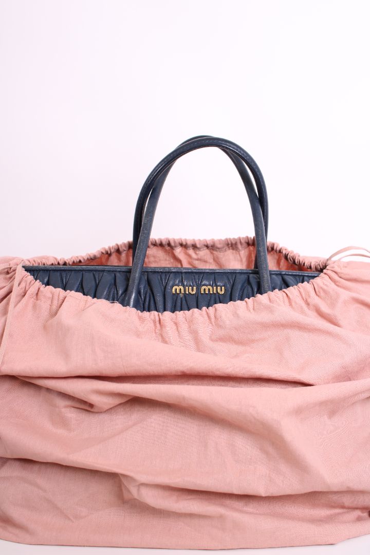 Miu Miu Matalasse Leather Tote Bag Navy | O/S, Navy
