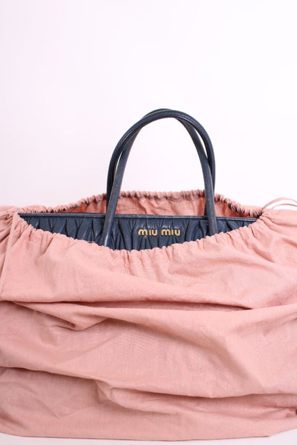 Miu Miu Matalasse Leather Tote Bag Navy | O/S, Navy