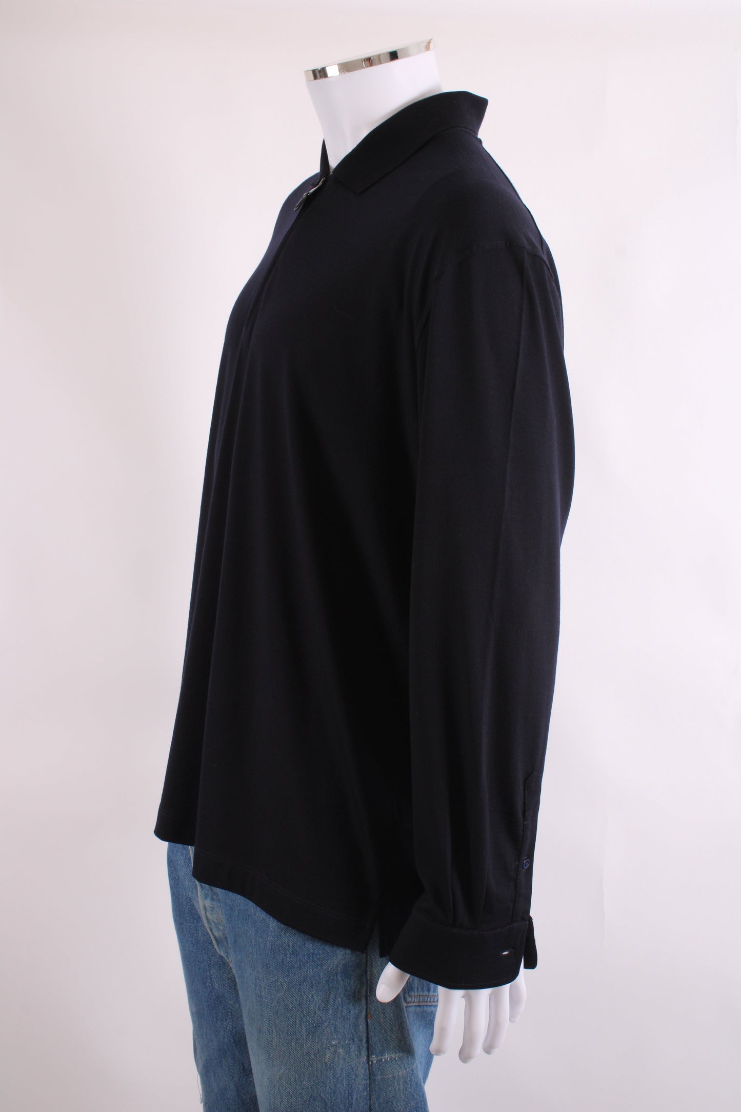 Canali L/S 3/4 Zip Polo Top Navy 3XL | XXXL, Navy