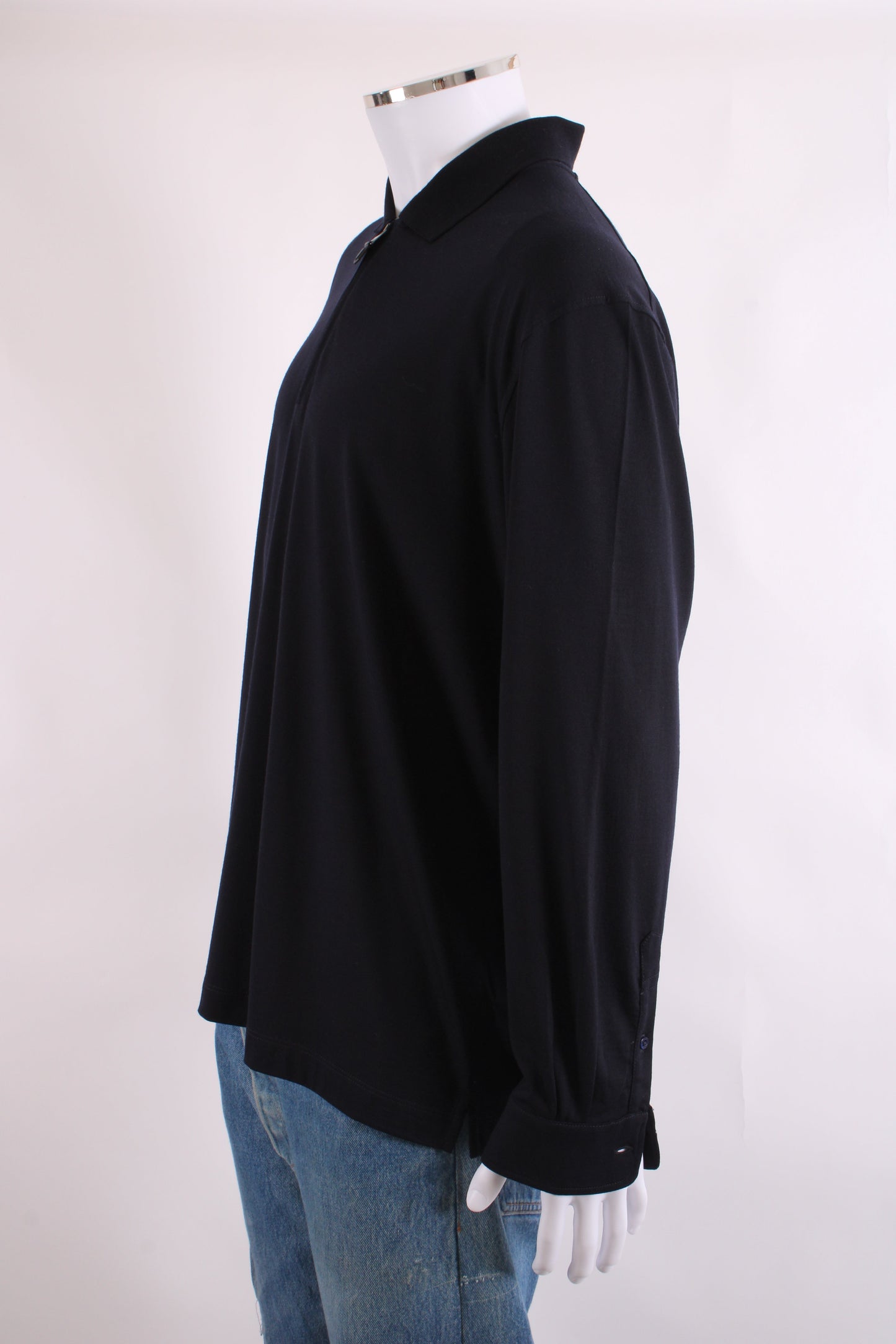 Canali L/S 3/4 Zip Polo Top Navy 3XL | XXXL, Navy