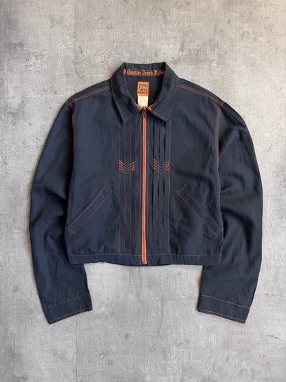 90's Gaultier Jeans Cropped Contrast Stitch Pleated Jacket