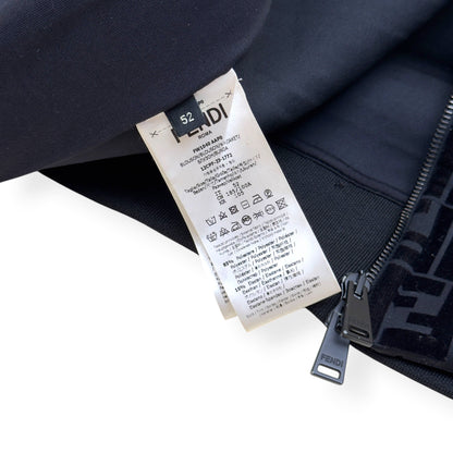 FENDI FF LOGO VELVET ZIP-UP HOODIE BLACK 52 / L | Large, Black