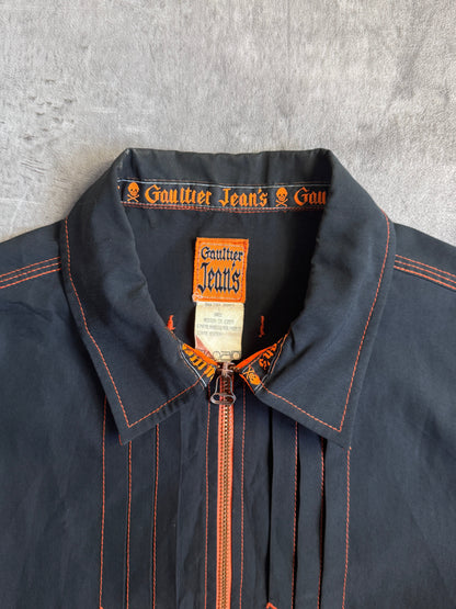 90's Gaultier Jeans Cropped Contrast Stitch Pleated Jacket