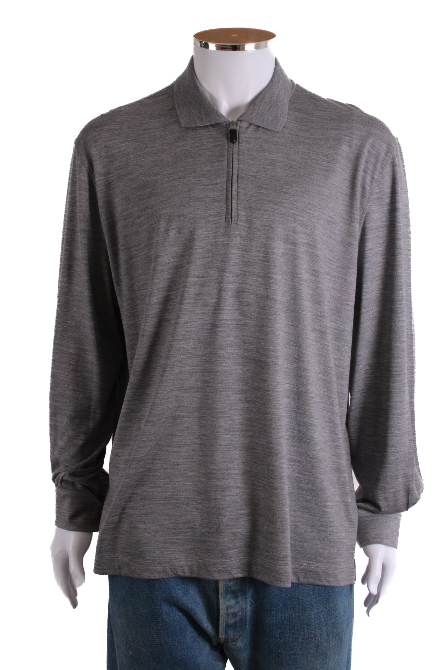 Canali L/S 3/4 Zip Polo Top Grey 3XL | XXXL, Grey