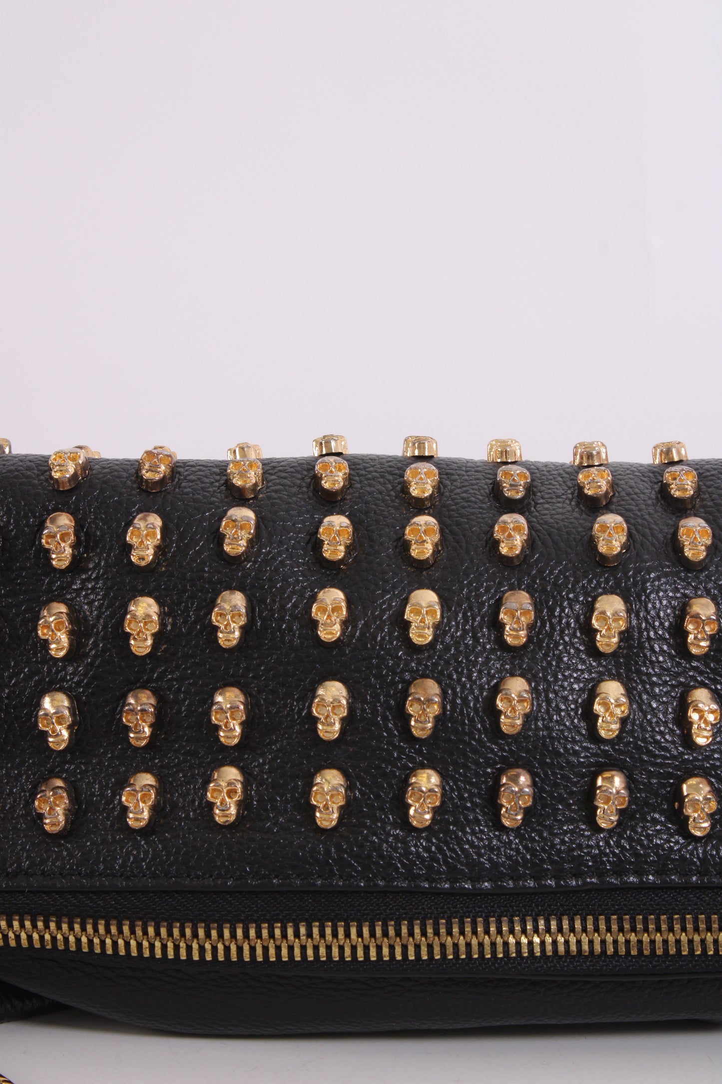 Thomas Wylde Skull Stud Fold Over Clutch Black/ Gold | O/S, Black