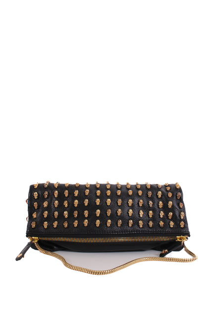 Thomas Wylde Skull Stud Fold Over Clutch Black/ Gold | O/S, Black