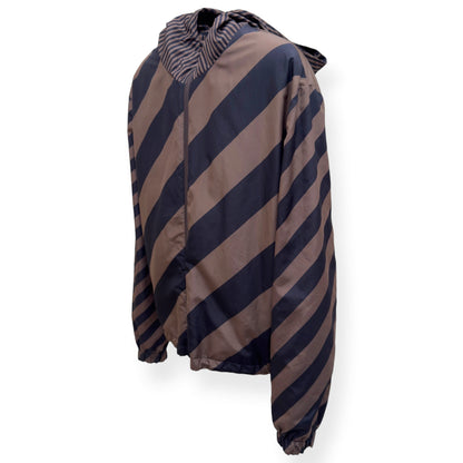 FENDI REVERSIBLE LOGO-PRINT SHELL WINDBREAKER JACKET BROWN 50 / M | Medium, Brown