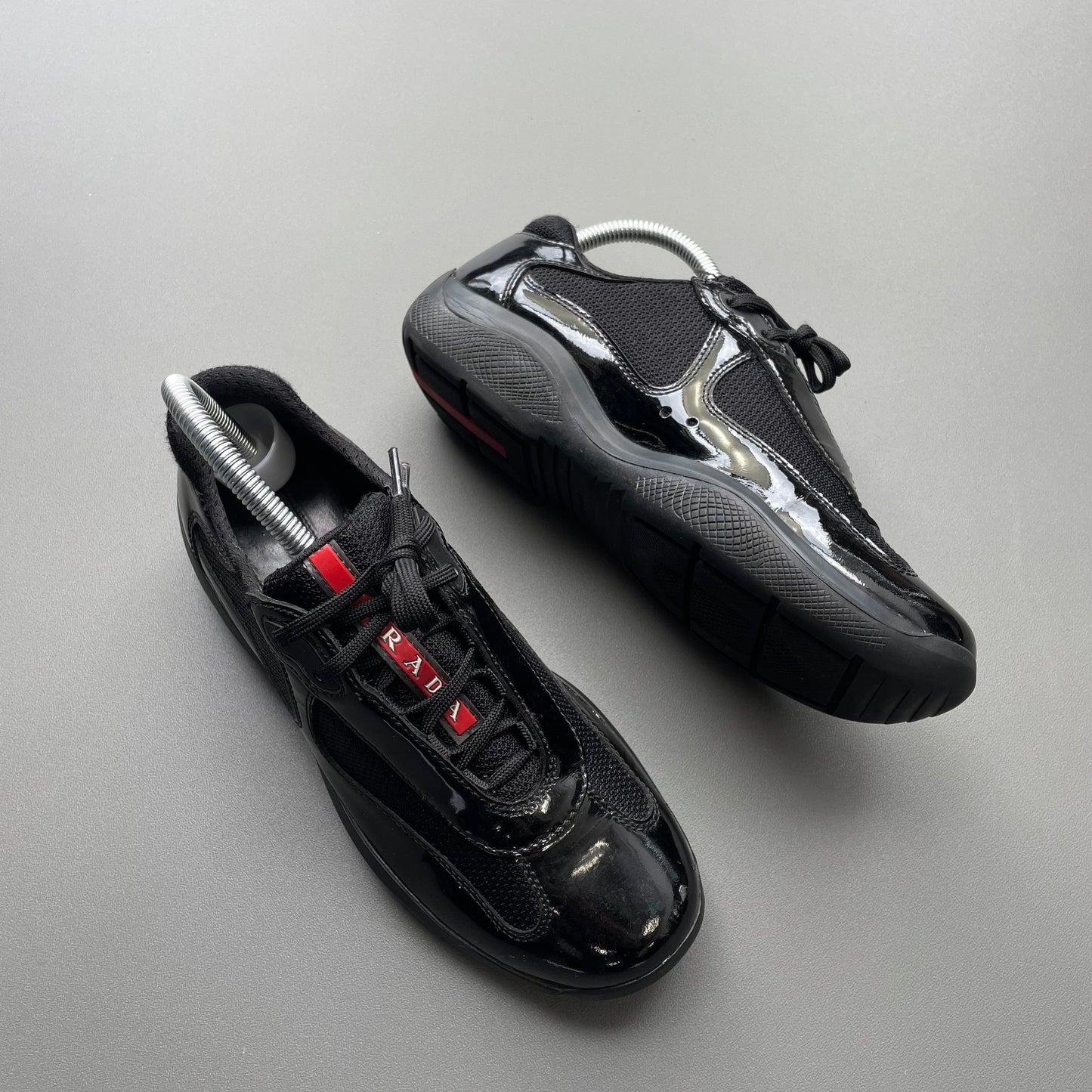 Prada Sport Black 00s Patent Leather America's Cup Trainers | SMALL, Black