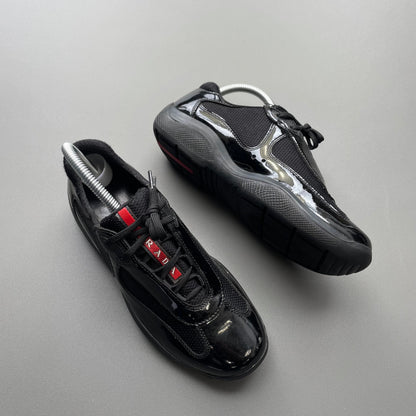Prada Sport Black 00s Patent Leather America's Cup Trainers | SMALL, Black