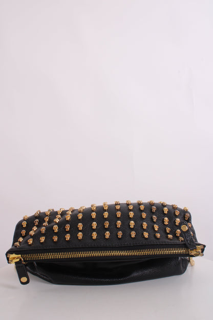 Thomas Wylde Skull Stud Fold Over Clutch Black/ Gold | O/S, Black