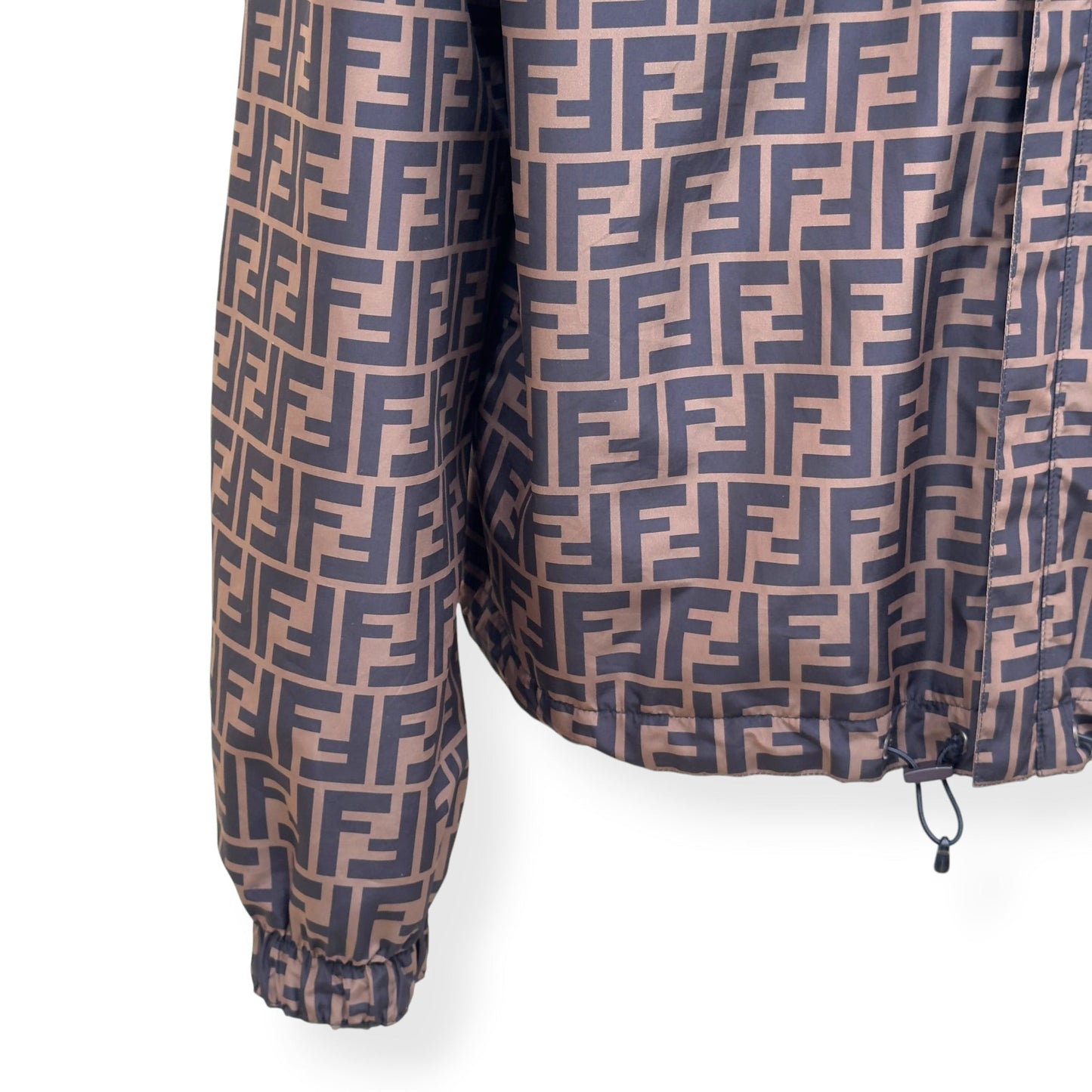 FENDI REVERSIBLE LOGO-PRINT SHELL WINDBREAKER JACKET BROWN 50 / M | Medium, Brown
