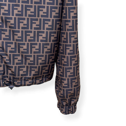 FENDI REVERSIBLE LOGO-PRINT SHELL WINDBREAKER JACKET BROWN 50 / M | Medium, Brown