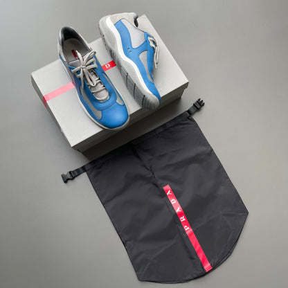 Prada Sport Blue & Grey Re-Edition Leather America's Cup Original Trainers | LARGE, Blue