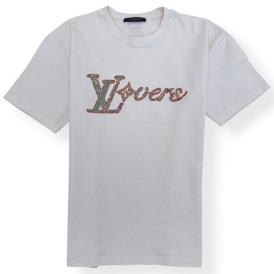 LOUIS VUITTON LOVERS EMBROIDERED T-SHIRT WHITE L | Large, Red