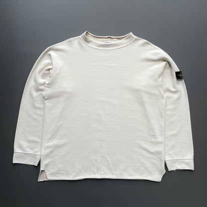 Stone Island Cream AW95 Green Edge Badge Fleece Jumper | XX-Large, Multicoloured