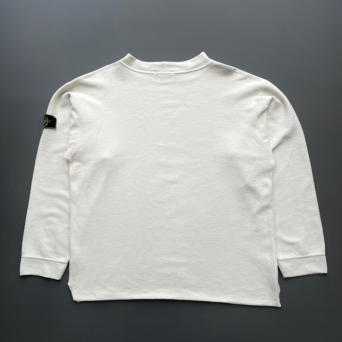 Stone Island Cream AW95 Green Edge Badge Fleece Jumper | XX-Large, Multicoloured