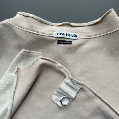 Stone Island Cream AW95 Green Edge Badge Fleece Jumper | XX-Large, Multicoloured