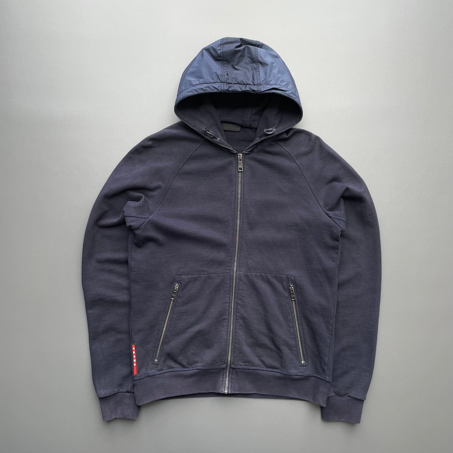 Prada Sport Navy 2018 Nylon Hood Zip-Through Hoodie | Small, Navy