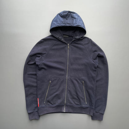 Prada Sport Navy 2018 Nylon Hood Zip-Through Hoodie | Small, Navy