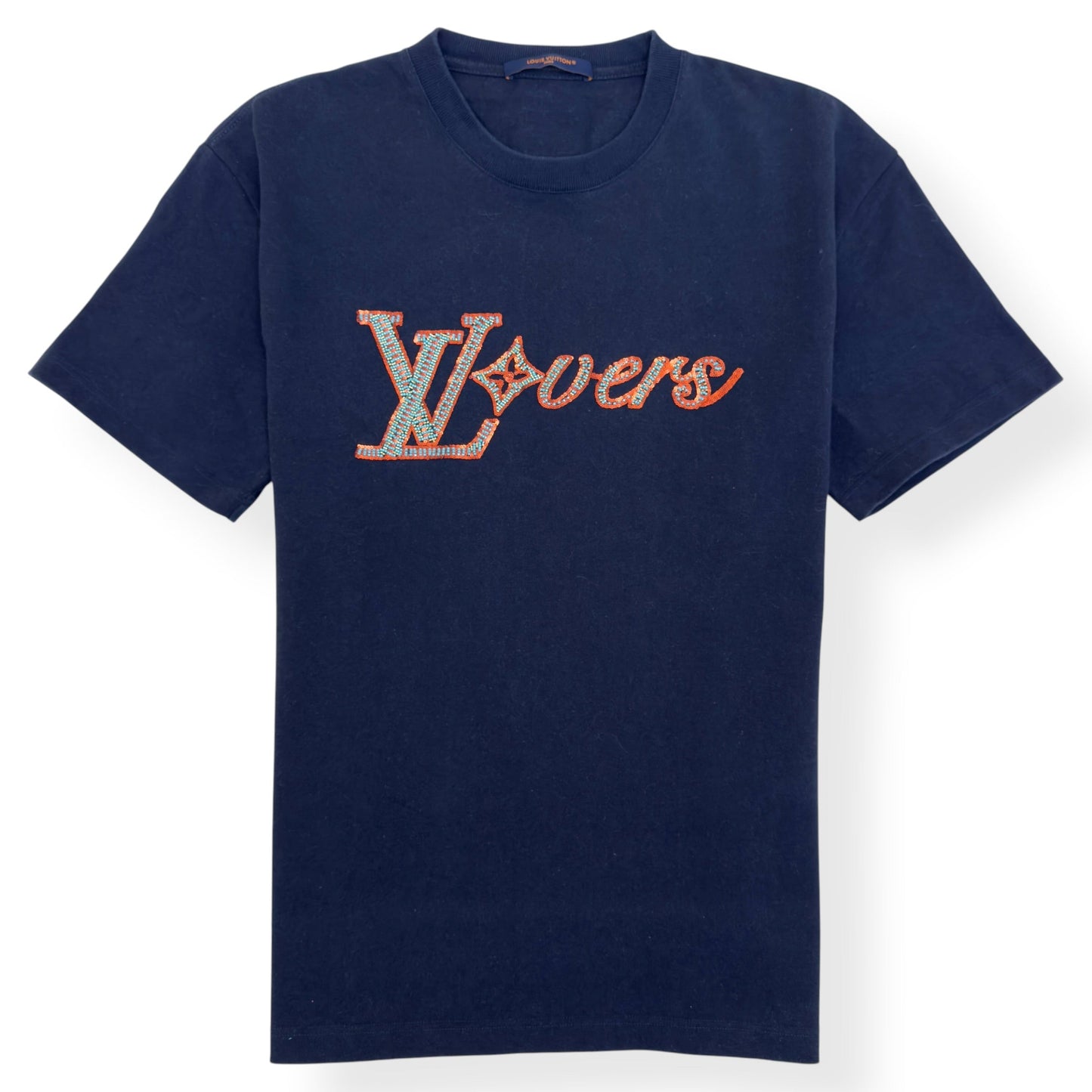 LOUIS VUITTON LOVERS EMBROIDERED T-SHIRT NAVY L | Large, Navy
