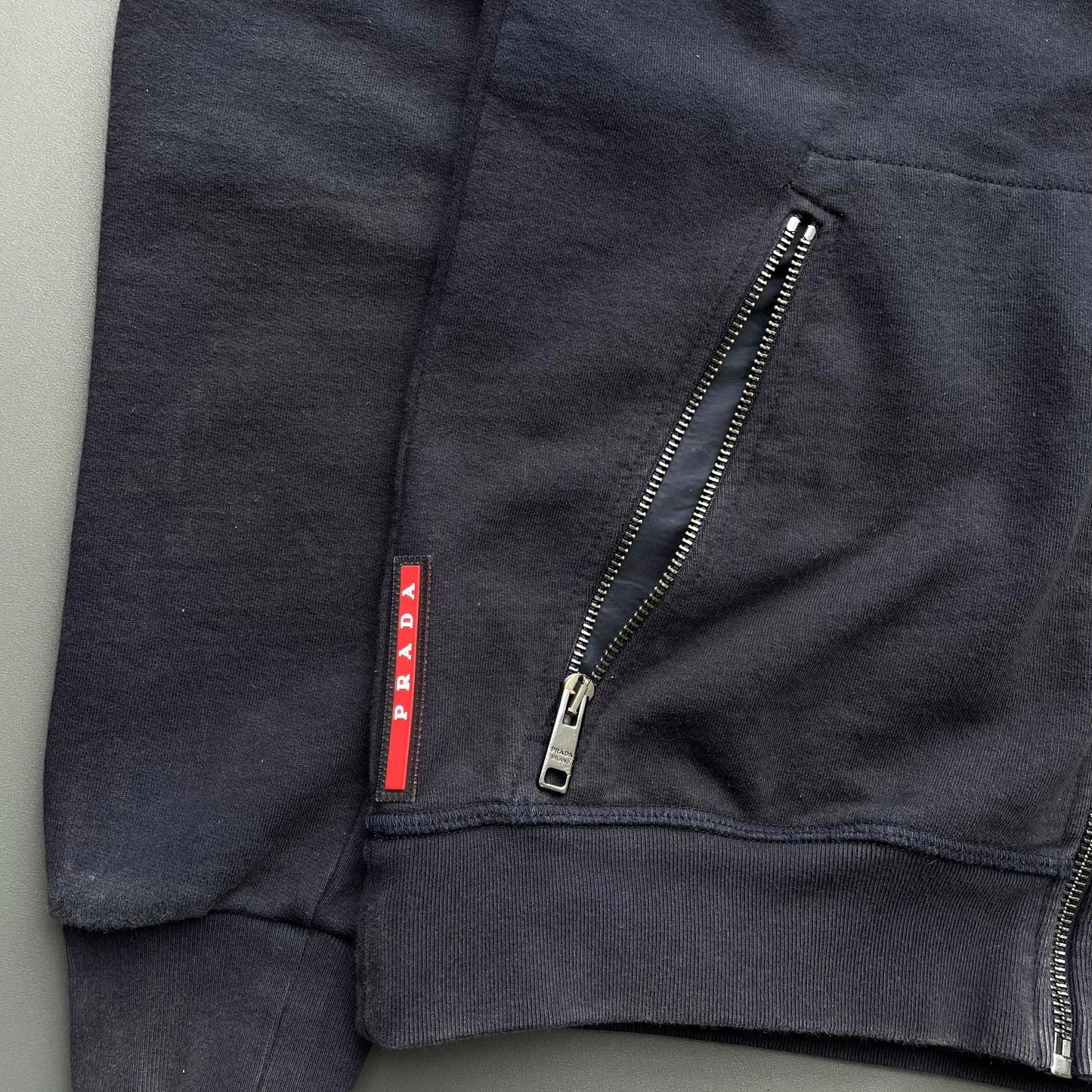 Prada Sport Navy 2018 Nylon Hood Zip-Through Hoodie | Small, Navy