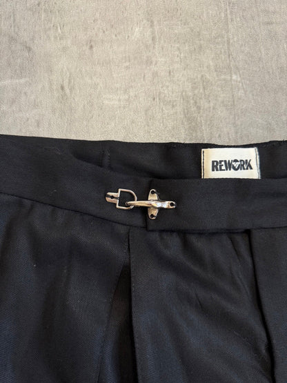 VT Rework: Black Cotton Pleated Shorts