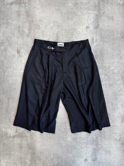 VT Rework: Black Cotton Pleated Shorts