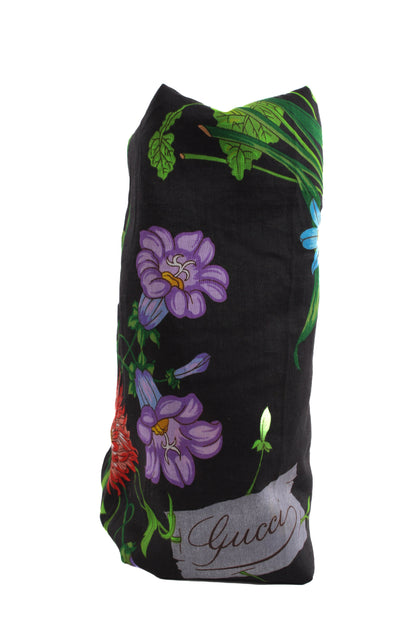 Gucci Large Floral Print Scarf Black/ Multi Coloured | O/S, Black
