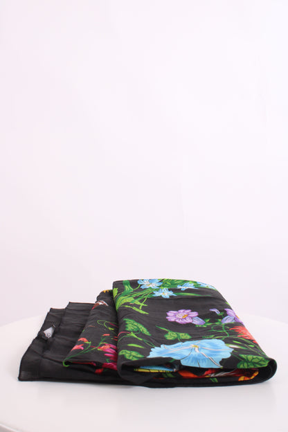 Gucci Large Floral Print Scarf Black/ Multi Coloured | O/S, Black