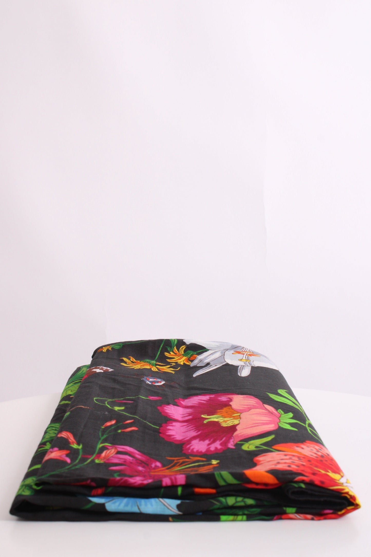Gucci Large Floral Print Scarf Black/ Multi Coloured | O/S, Black
