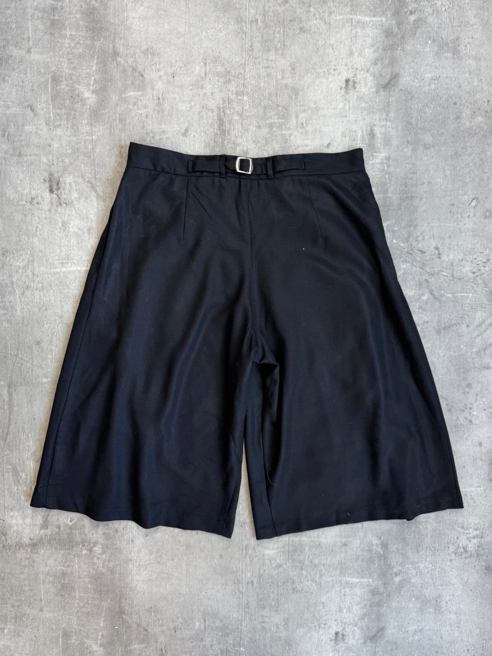 VT Rework: Black Cotton Pleated Shorts