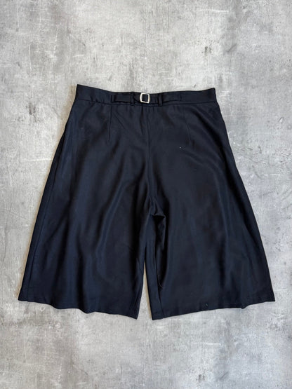 VT Rework: Black Cotton Pleated Shorts