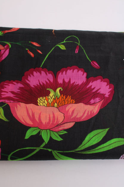 Gucci Large Floral Print Scarf Black/ Multi Coloured | O/S, Black