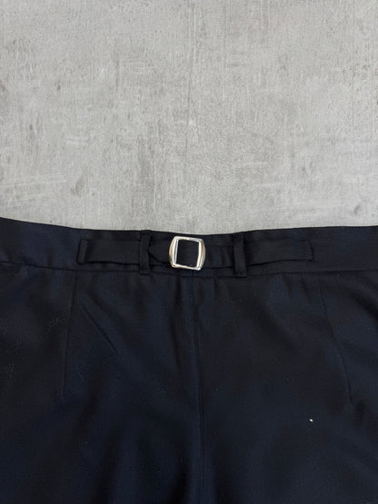 VT Rework: Black Cotton Pleated Shorts