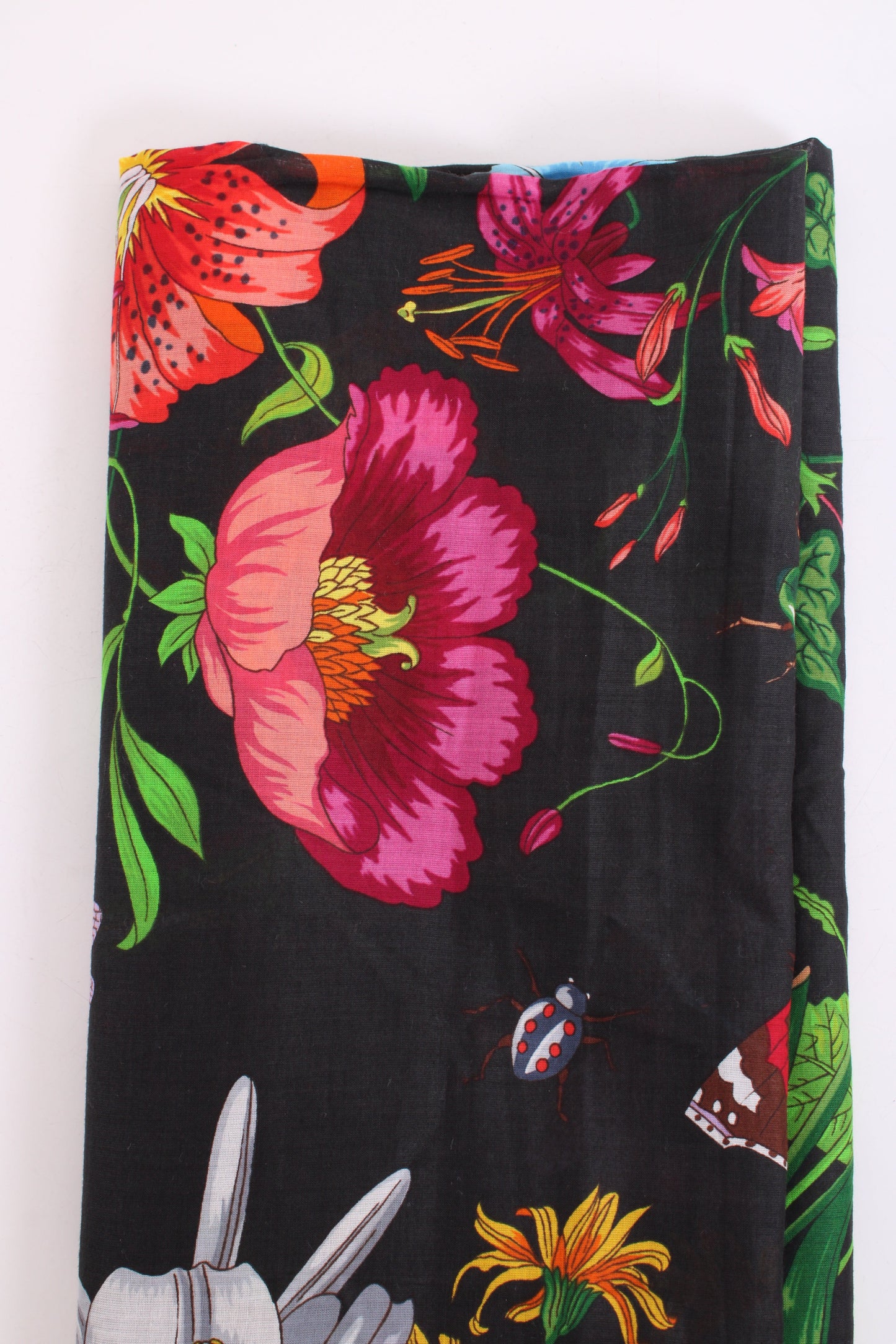 Gucci Large Floral Print Scarf Black/ Multi Coloured | O/S, Black
