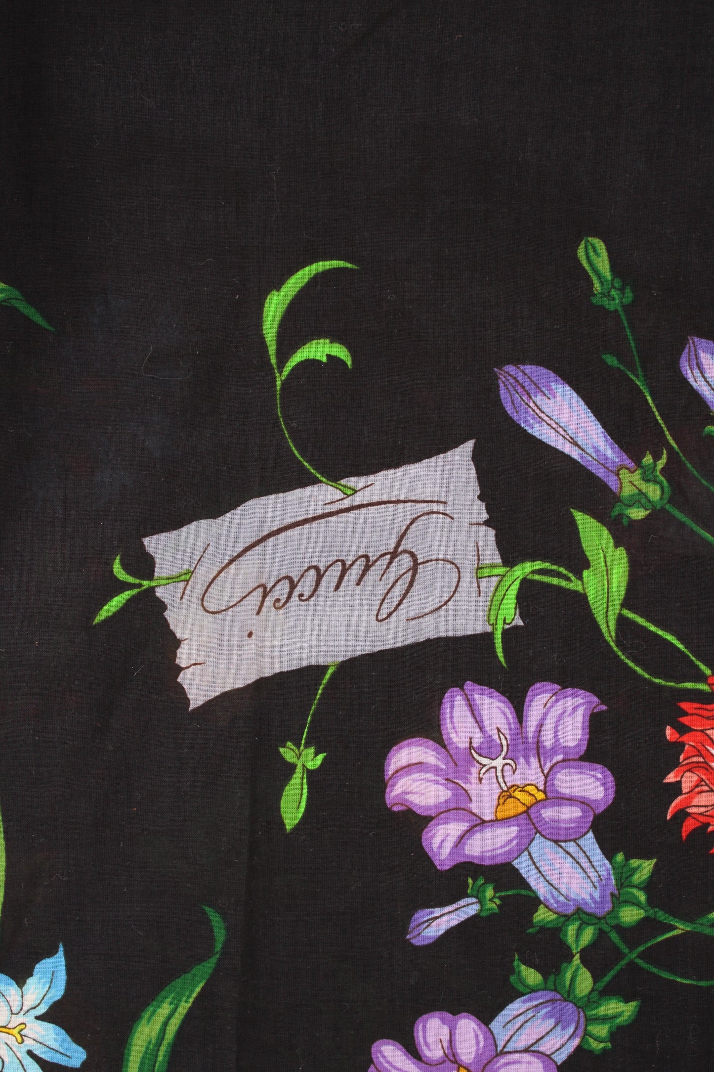 Gucci Large Floral Print Scarf Black/ Multi Coloured | O/S, Black