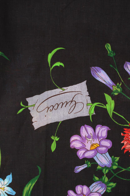 Gucci Large Floral Print Scarf Black/ Multi Coloured | O/S, Black