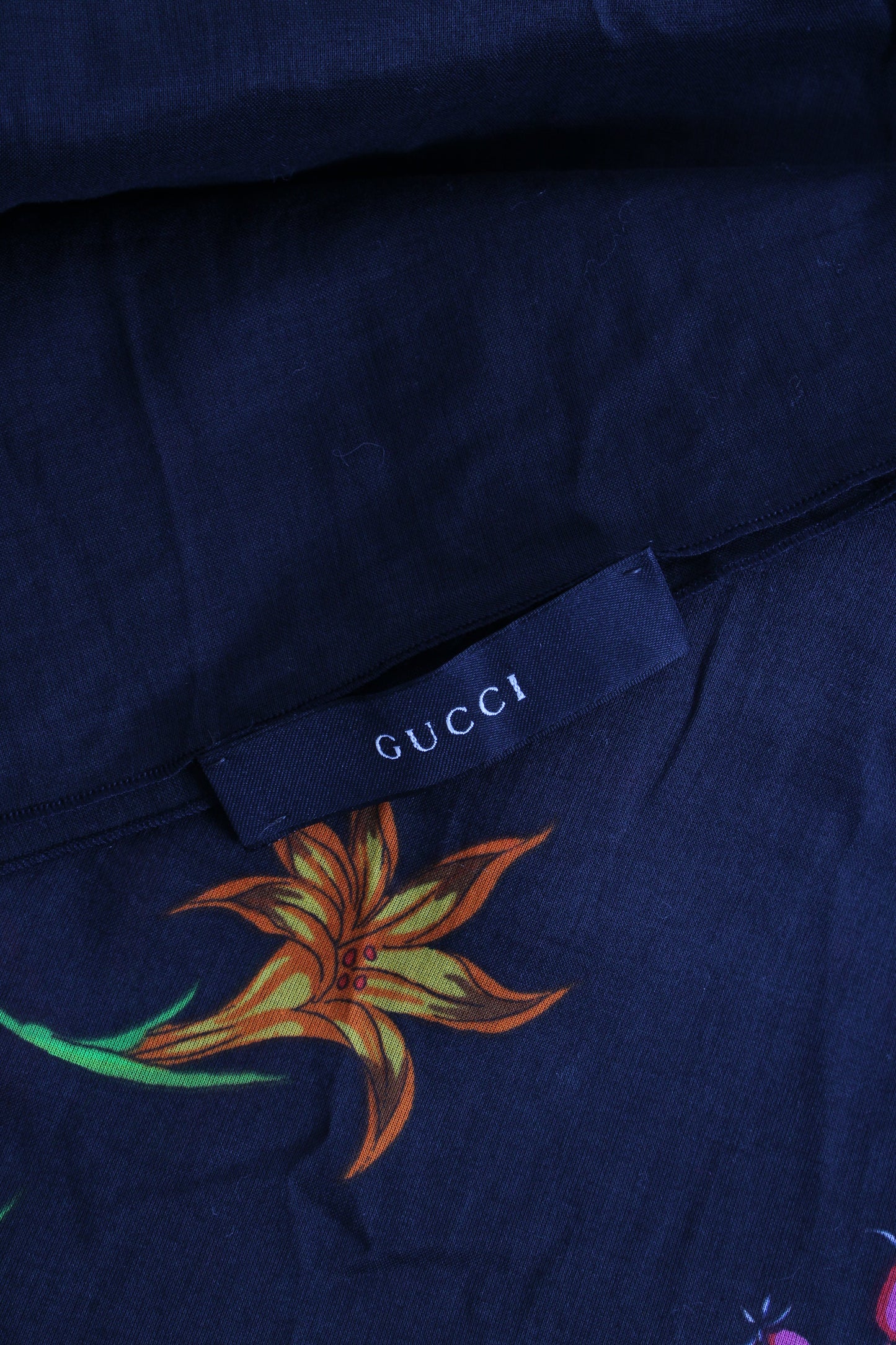Gucci Large Floral Print Scarf Black/ Multi Coloured | O/S, Black