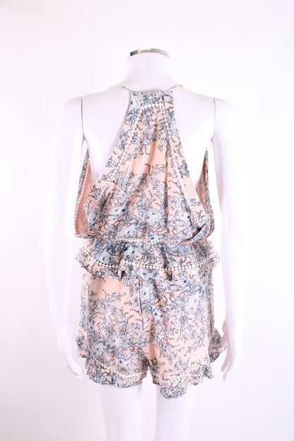 Zimmermann Halter Neck Floral Playsuit Pink/ Blue S | Default Title, Blue