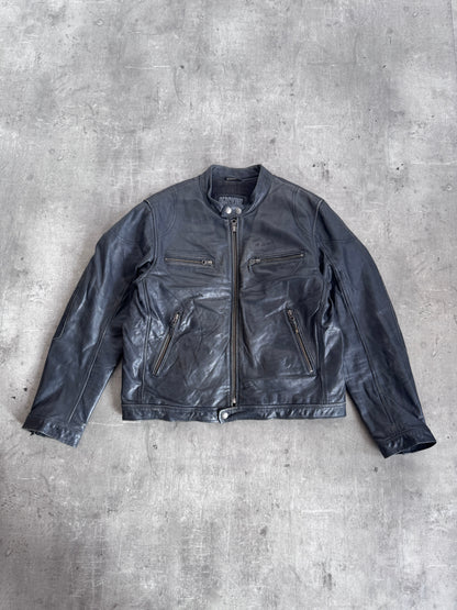 Redskins Black Stone Leather Motor Jacket