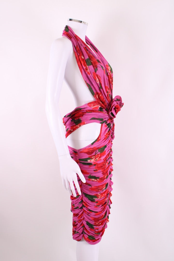 Magda Butrym Halter Neck Floral Dress Pink/ Red S | Default Title, Pink