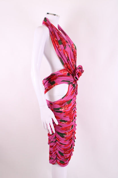 Magda Butrym Halter Neck Floral Dress Pink/ Red S | Default Title, Pink