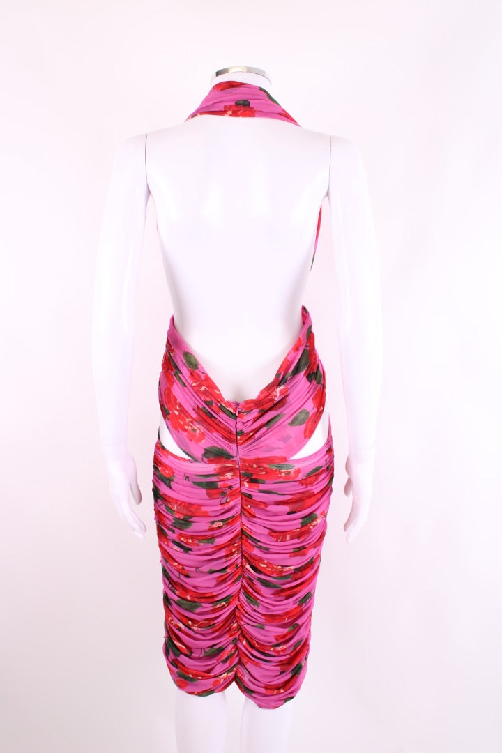 Magda Butrym Halter Neck Floral Dress Pink/ Red S | Default Title, Pink