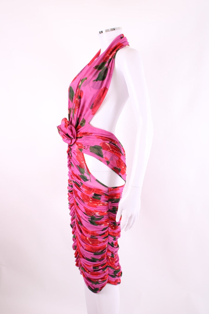 Magda Butrym Halter Neck Floral Dress Pink/ Red S | Default Title, Pink