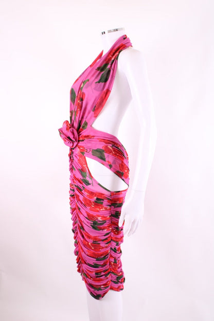 Magda Butrym Halter Neck Floral Dress Pink/ Red S | Default Title, Pink