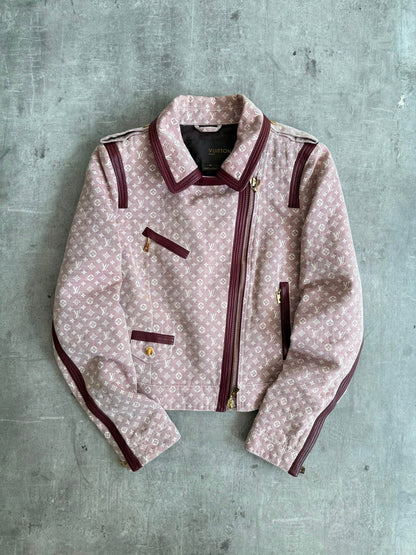 Louis Vuitton Lambskin Trim Dust Pink Monogram Biker Jacket | Extra Small, Pink