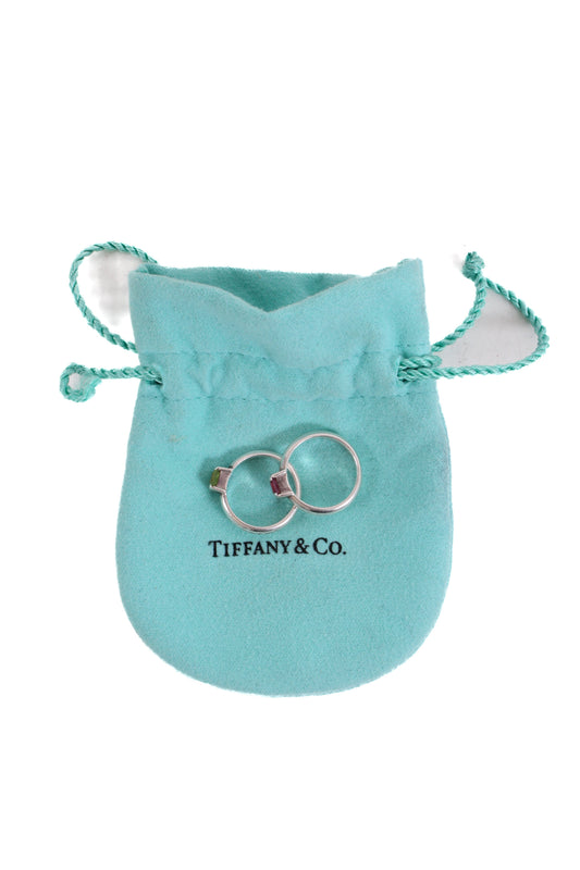 Tiffany&Co Green Peridot/ Pink Tourmaline Ring Silver | O/S, Multicoloured