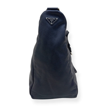 PRADA TRIANGLE LEATHER SHOULDER BAG BLACK | O/S, Black