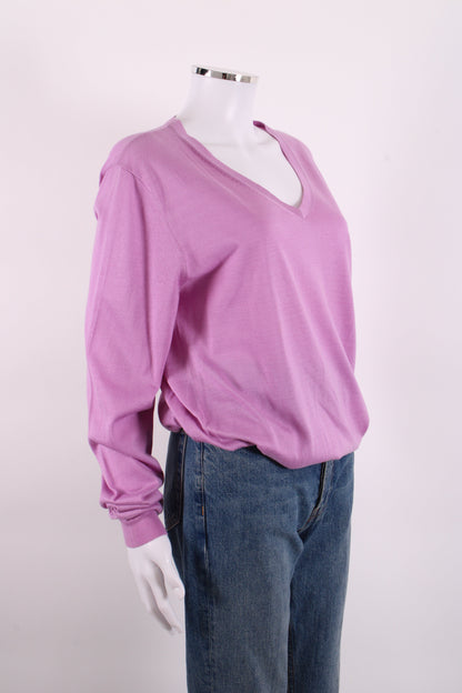 Dries Van Noten L/S V Neck Jumper Lilac L | Large, Lilac